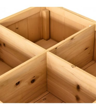 Fir Wood Raised Rectangular 8 Compartment Plant Stand Oak Tone