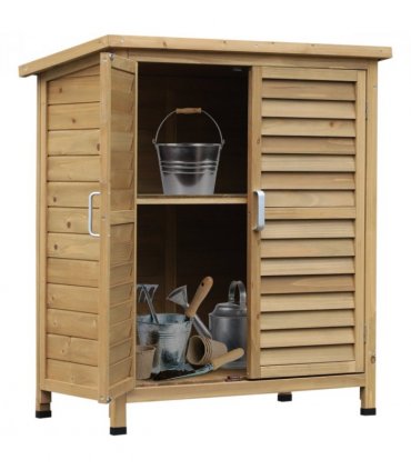 Garden Storage Unit Solid Fir Wood Garage Organisation Sturdy Cabinet Outdoor