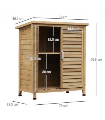 Garden Storage Unit Solid Fir Wood Garage Organisation Sturdy Cabinet Outdoor