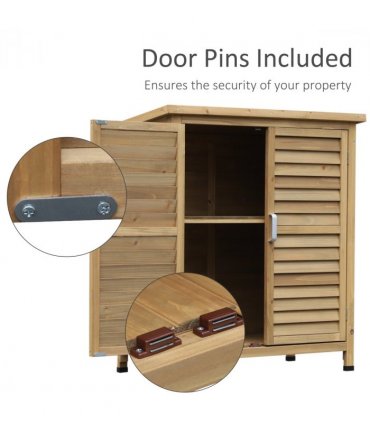 Garden Storage Unit Solid Fir Wood Garage Organisation Sturdy Cabinet Outdoor