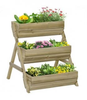 3 Tier Raised Garden Bed Kit for Flower, Vegetable, Herb, 120x68x80cm, Green