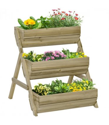 3 Tier Raised Garden Bed Kit for Flower, Vegetable, Herb, 120x68x80cm, Green