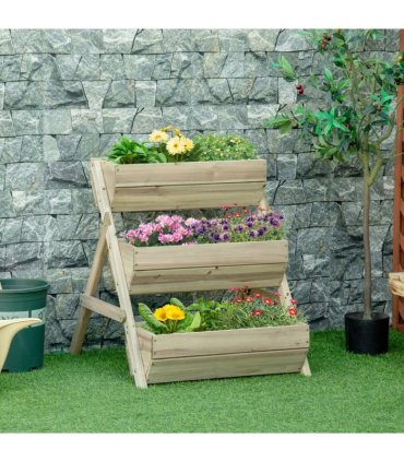 3 Tier Raised Garden Bed Kit for Flower, Vegetable, Herb, 120x68x80cm, Green