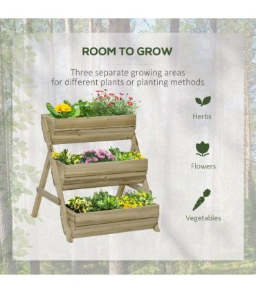 3 Tier Raised Garden Bed Kit for Flower, Vegetable, Herb, 120x68x80cm, Green