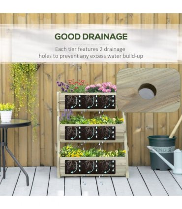 3 Tier Raised Garden Bed Kit for Flower, Vegetable, Herb, 120x68x80cm, Green