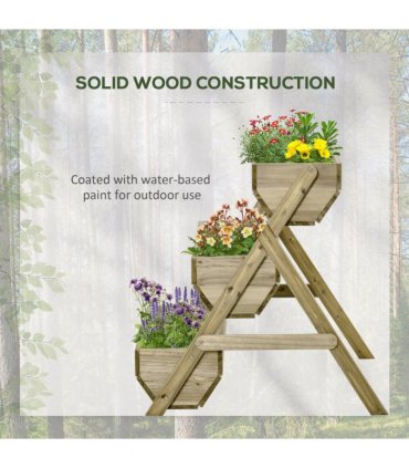 3 Tier Raised Garden Bed Kit for Flower, Vegetable, Herb, 120x68x80cm, Green
