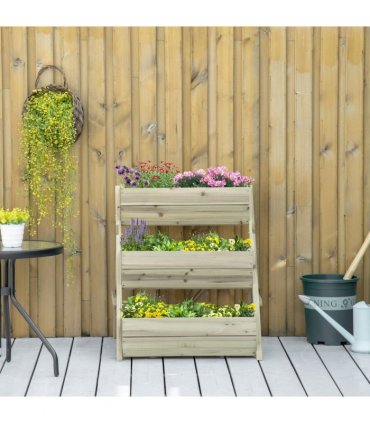 3 Tier Raised Garden Bed Kit for Flower, Vegetable, Herb, 120x68x80cm, Green