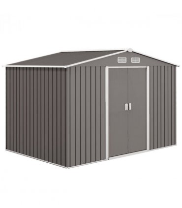 9 x 6FT Foundation Ventilation Steel Outdoor Garden Shed Grey