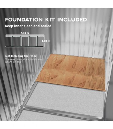 9 x 6FT Foundation Ventilation Steel Outdoor Garden Shed Grey