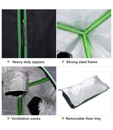 Hydroponic Plant Grow Tent Reflective Mylar Green Room 120L x60W x150Hcm Silver
