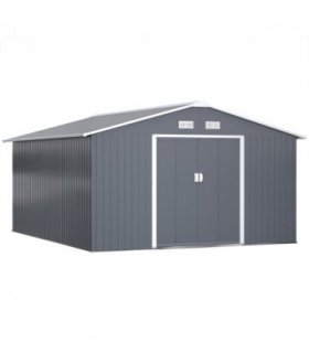 13 x 11FT Foundation Ventilation Steel Outdoor Garden Shed Grey