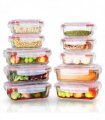 Vinsani Glass Food Storage 10-Pack Containers Rectangle Food Meal Prep Lunch Boxes with Lids Airtight Heat Resistant Leakproof Lid BPA-Free Dishwasher Microwave Oven Freezer Safe