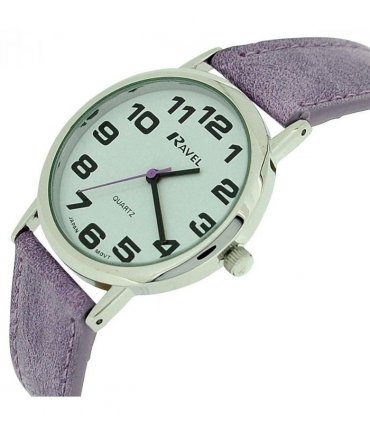 Ravel Unisex Classic Big Dial Purple Leather Strap Watch R0105.13.17A