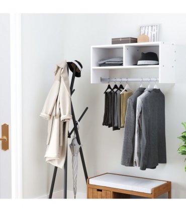 Wall Mounted Coat Hanger Hooks Rack Stand White