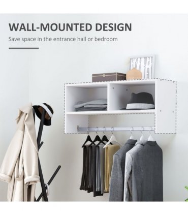 Wall Mounted Coat Hanger Hooks Rack Stand White
