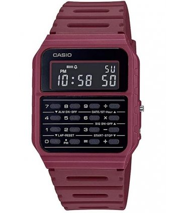 Casio Mens Digital Calculator Retro Dial with Red Plastic Strap Watch - CA-53WF-4BDF