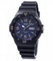 Casio Mens Day Date Blue Dial & Black Rubber Strap Watch - MRW-200H-2B3V
