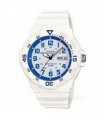 Casio Mens Day Date Blue Dial & White Rubber Strap Watch - MRW-200HC-7B2VDF