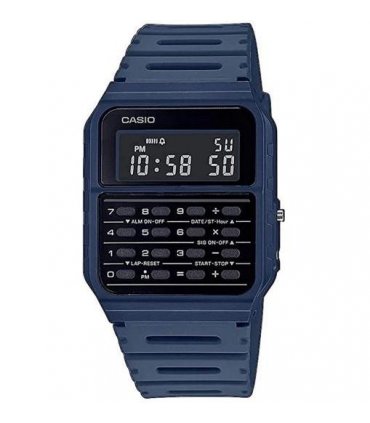 Casio Mens Digital Calculator Retro Dial  with Plastic Blue Strap Watch CA-53WF-2BDF