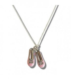 Girls Ballet Shoes Silver Necklace