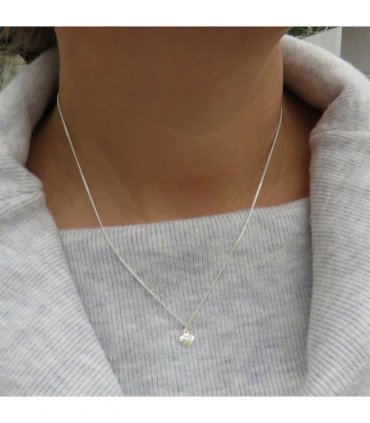 Girls Mini Puff Heart Silver Necklace