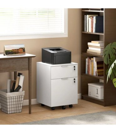 HOMCOM Two-Drawer Lockable Filing Cabinet - White