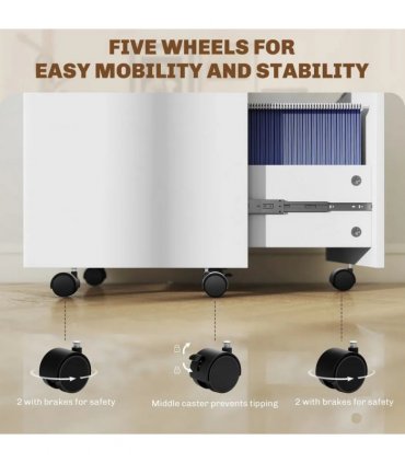 HOMCOM Two-Drawer Lockable Filing Cabinet - White