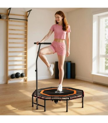 HOMCOM Fitness Trampoline, Bouncer with Adjustable Handle, Max Load 150 kg