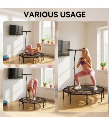 HOMCOM Fitness Trampoline, Bouncer with Adjustable Handle, Max Load 150 kg