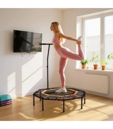 HOMCOM Fitness Trampoline, Bouncer with Adjustable Handle, Max Load 150 kg