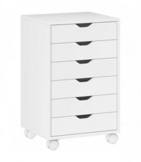 HOMCOM 6 Drawer Vertical File Cabinet, Mobile Filing Cabinet with Quiet Drawers and Wheels with 2 Brakes, White