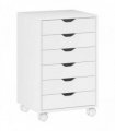 HOMCOM 6 Drawer Vertical File Cabinet, Mobile Filing Cabinet with Quiet Drawers and Wheels with 2 Brakes, White