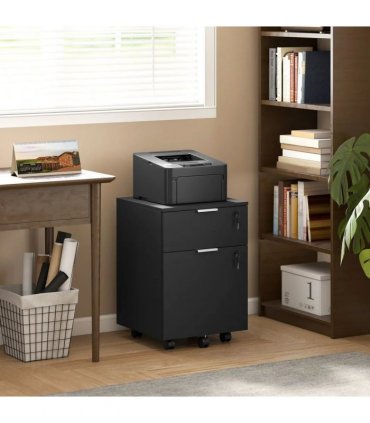 HOMCOM Two-Drawer Lockable Filing Cabinet - Black