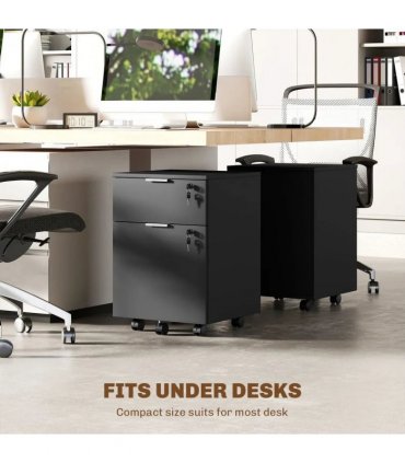 HOMCOM Two-Drawer Lockable Filing Cabinet - Black