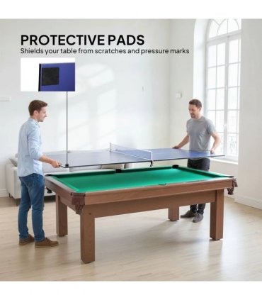 SPORTNOW 9 ft Folding Ping Pong Table Top for Billiard Tables, Table Tennis Conversion Top with Net, Foam Padding, Blue