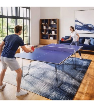 SPORTNOW 9 ft Folding Ping Pong Table Top for Billiard Tables, Table Tennis Conversion Top with Net, Foam Padding, Blue