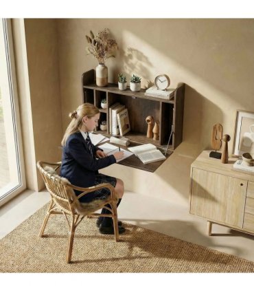HOMCOM Wall Mounted Desk, Drop Leaf Floating Laptop Desk with Space Saving Storage Compartments for Home Office, Dark Brown