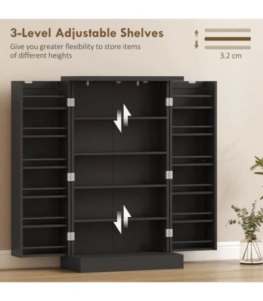 HOMCOM Kitchen Cupboard, Freestanding Multi-Storage Kitchen Pantry Cabinet with Adjustable Shelves, Black