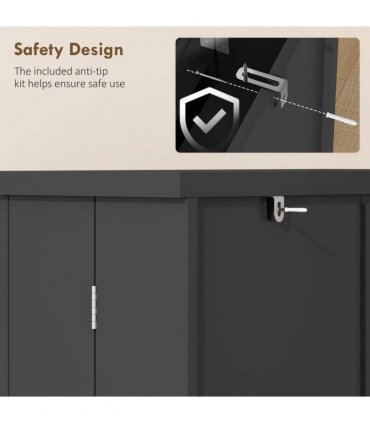 HOMCOM Kitchen Cupboard, Freestanding Multi-Storage Kitchen Pantry Cabinet with Adjustable Shelves, Black