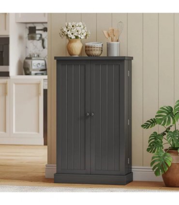 HOMCOM Kitchen Cupboard, Freestanding Multi-Storage Kitchen Pantry Cabinet with Adjustable Shelves, Black