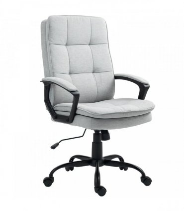 HOMCOM Linen-Look Double-Padded Office Chair - Grey