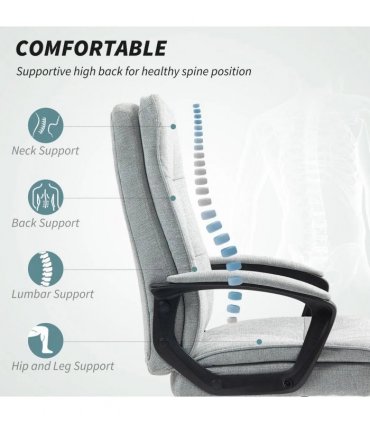 HOMCOM Linen-Look Double-Padded Office Chair - Grey