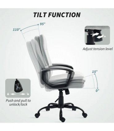 HOMCOM Linen-Look Double-Padded Office Chair - Grey