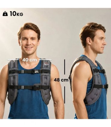 HOMCOM 10KG Weighted Vest, Running Weight Vest with Adjustable Strap, Convenient Pocket and Reflective Strips for Men and Women