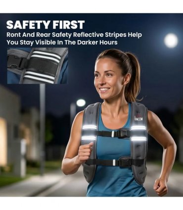 HOMCOM 10KG Weighted Vest, Running Weight Vest with Adjustable Strap, Convenient Pocket and Reflective Strips for Men and Women