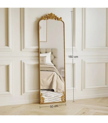 HOMCOM Full Length Mirror, 50 x 160 cm Floor Mirror with Baroque Metal Frame for Bedroom, Living Room, Dressing Room, Gold Tone