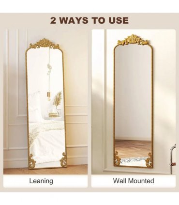 HOMCOM Full Length Mirror, 50 x 160 cm Floor Mirror with Baroque Metal Frame for Bedroom, Living Room, Dressing Room, Gold Tone