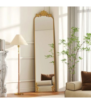 HOMCOM Full Length Mirror, 50 x 160 cm Floor Mirror with Baroque Metal Frame for Bedroom, Living Room, Dressing Room, Gold Tone