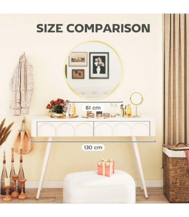 HOMCOM 61cm Decorative Wall Mirror for Bedroom Living Room, Modern Round Bathroom Mirror for Home Decor, Gold Tone