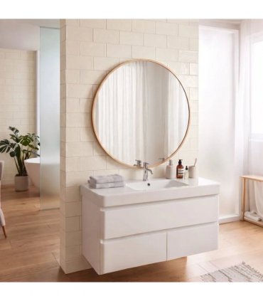 HOMCOM 61cm Decorative Wall Mirror for Bedroom Living Room, Modern Round Bathroom Mirror for Home Decor, Gold Tone